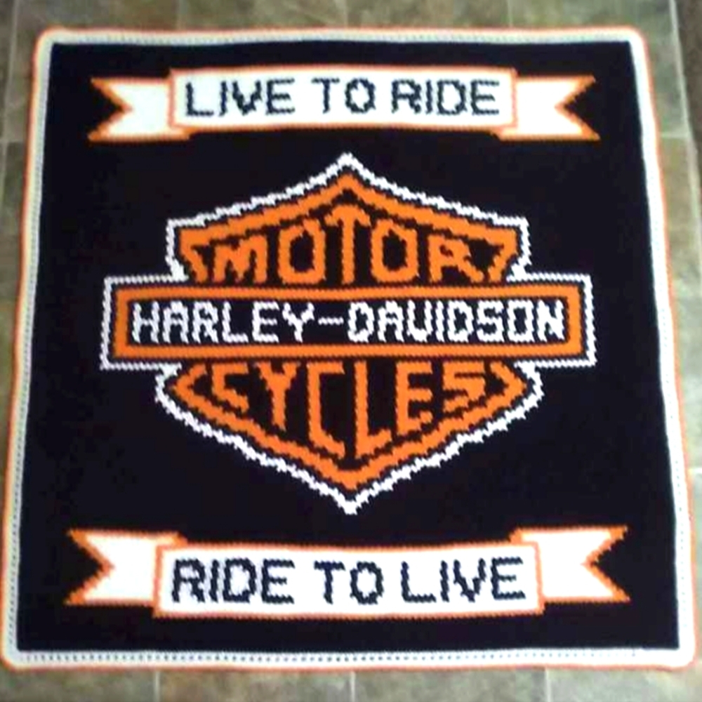 Harley Davidson crochet throw